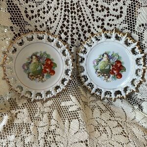 Antique Napco Fruit Bowl Lace Edged Plates